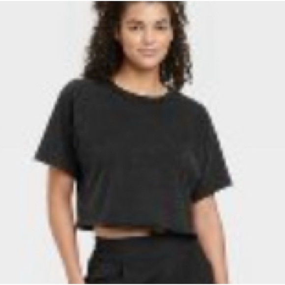 Target Tops - Joylab Women’s Cropped Boxy Tshirt Crop Top Short Sleeve Cotton Tee Black Small